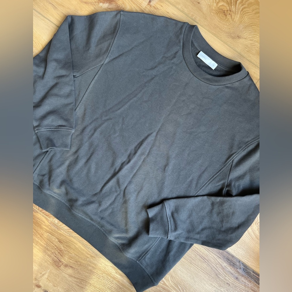 Grana Supima Terry Cotton Oversized Crew Neck Sweater Gray Woman’s Size Small